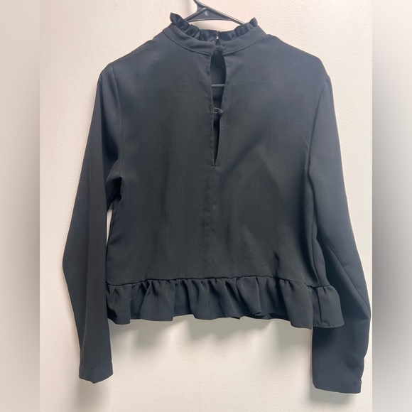 CODE X MODE Women’s Black Long Sleeve Ruffle Crop Top - Size XS - Picture 5 of 10